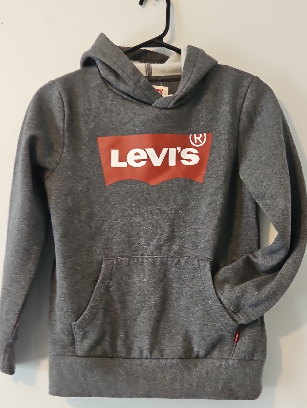 Levi's Charcoal Gray Hoodie with Red Logo